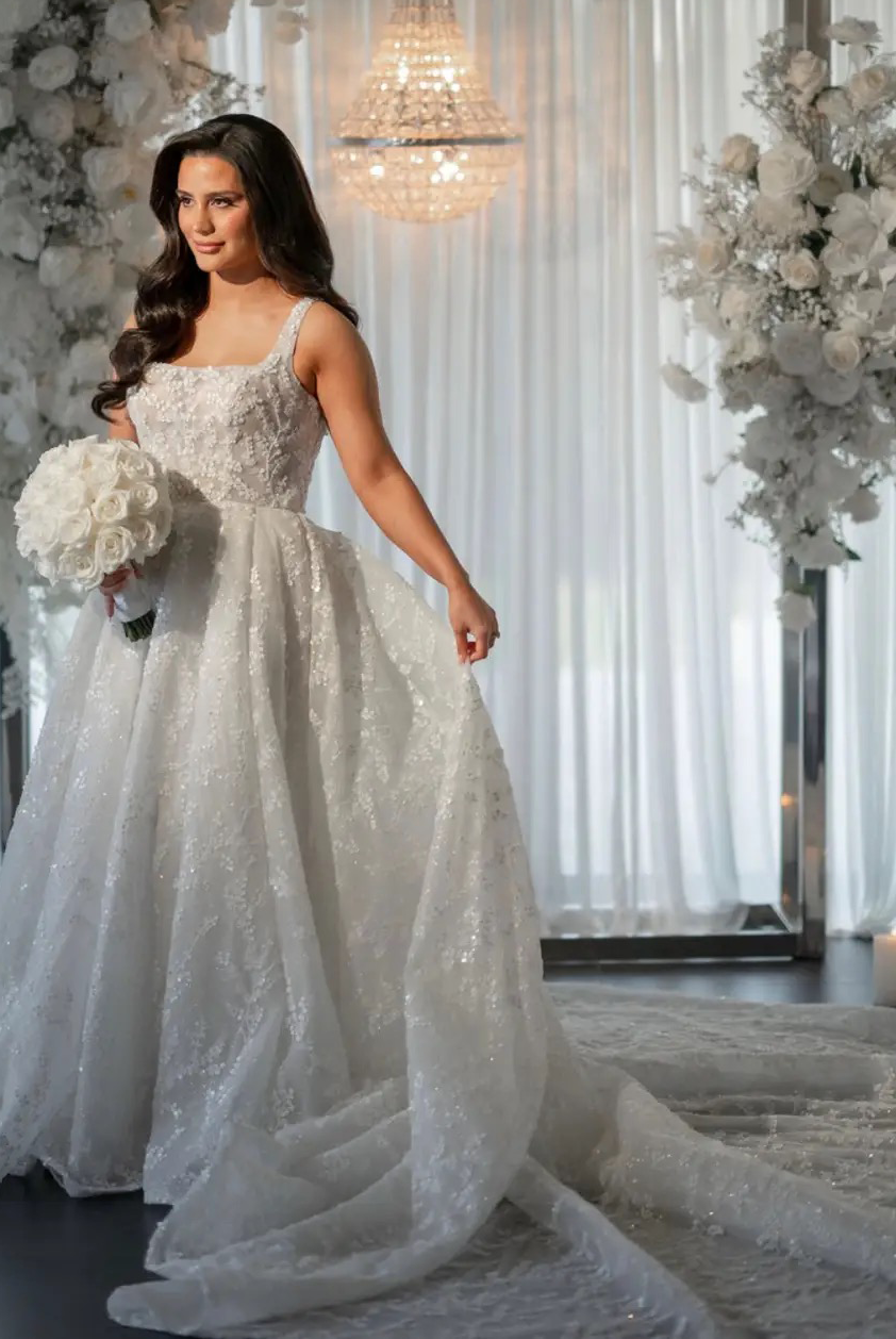 Arian in the Custom Jennifer Gown