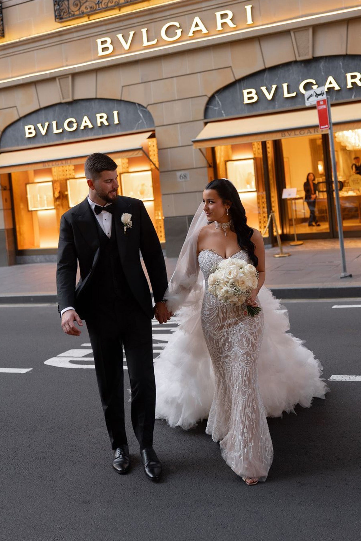 Benjamin and Georgia in the Custom Stefany Gown