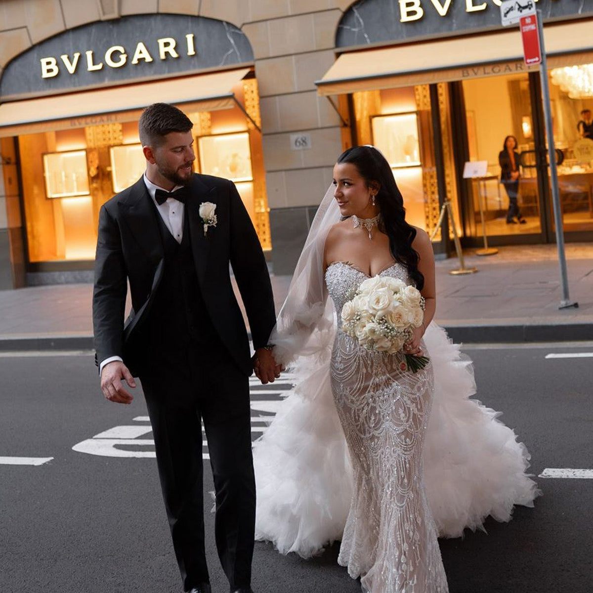 Benjamin and Georgia in the Custom Stefany Gown – Christina Rossi Australia