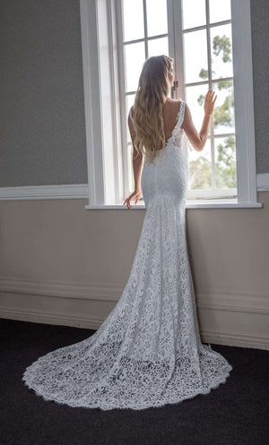 W0663(WY) | Bridal Wear | Wedding Gowns Melbourne | Wedding Gowns Sydney | Online Wedding Gowns | Lace Bodice Wedding Gown | Illusion Bridal dress